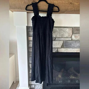 Leela And Lavender Dress M Black Smocked Midi Cottagecore Boho Modest